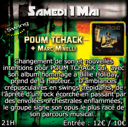 Concert Poum Tchack du 1/05, Nouvel Album Billie présenté en concert